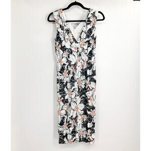 Dress The Population Floral Alice Sheath Black White Floral Printed Lace Overlay